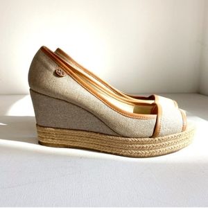 Tory Burch Mojarca Espadrille Wedge Shoes Size 7.5